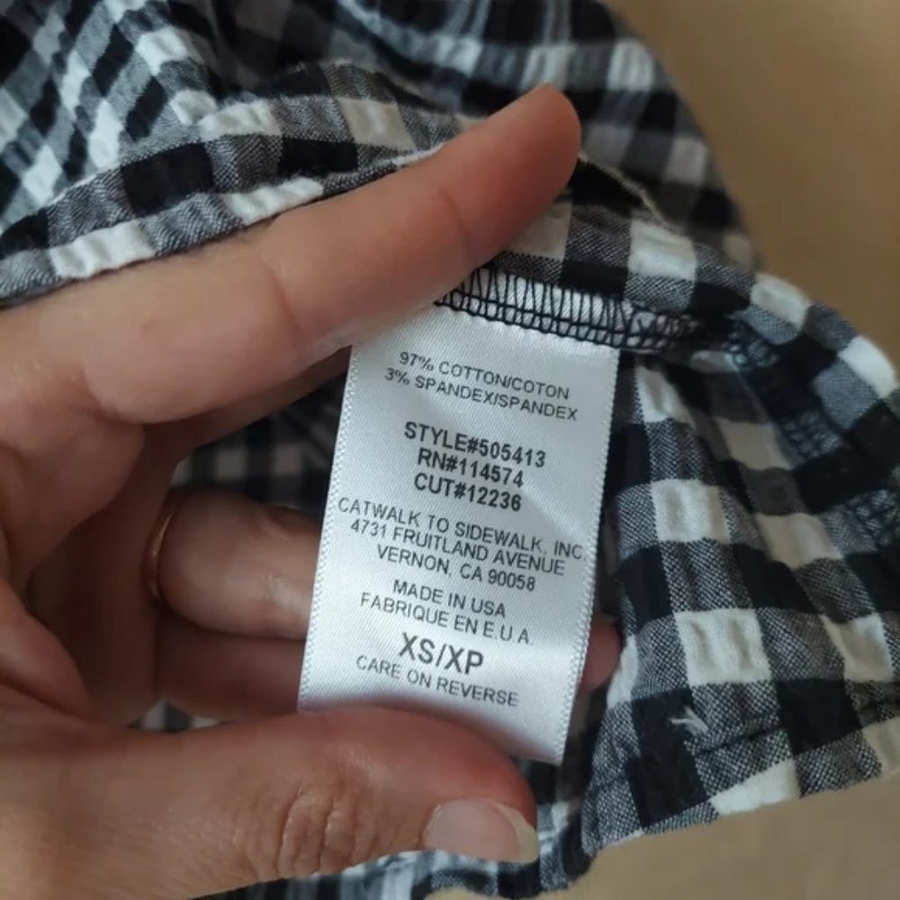 Pleione Gingham Seersucker Smocked Short Sleeve Blouse Size XS - Picture 5 of 8